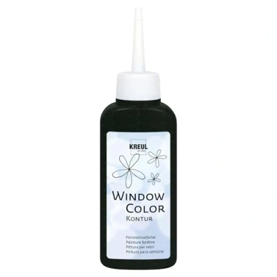 Imagen de KREUL 42774 Pintura Para contorno de ventanas Negro Frasco 80 ml una mejor delineación del patrón superficies lisas (vidrio, espejo, azulejos)