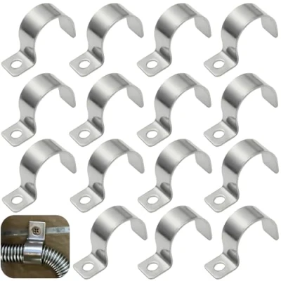 Imagen de TenaLucy 20 Piezas Abrazadera de Tubo U,Abrazaderas Metalicas para Tubos Fijación Abrazaderas Fijacion Solo Orificio Clips Cable,para y Cables(20mm)