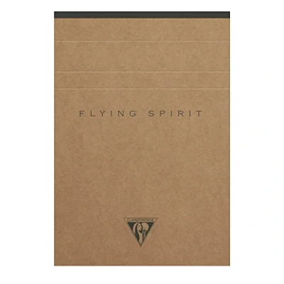 Imagen de Clairefontaine 103646C Bloque encolado encabezado Flying Spirit 140 páginas marfil desmontables 10,5 x 14,8 cm 90 g líneas, cubierta de Kraft marrón, patrón aleatorio