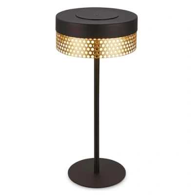 Imagen de Briloner Lámpara de mesa con batería Booha, negra, metal, IP44, atenuable