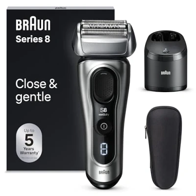 Imagen de Braun Series 8 Afeitadora Eléctrica Hombre, Máquina De Afeitar Barba, Centro Limpieza SmartCare, En Seco Y Mojado, 8567cc, Plata