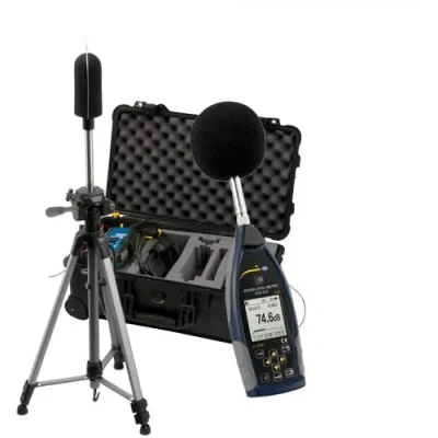 Imagen de Decibelímetro con kit para mediciones en exteriores PCE 432 EKIT/Decibelimetro GPS de clase I/Incluye exteriores/Decibelímetro mano/Banda octavas