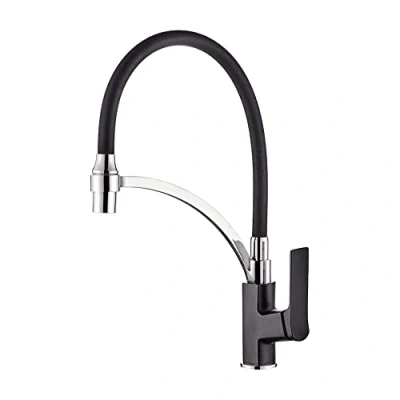 Imagen de Ibergrif M14004B 2 Praga, Mezclador de Fregadero con Ducha Extraíble, Grifo Cocina Caño Flexible Negro