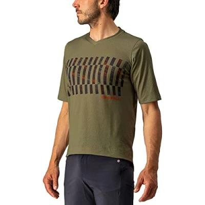 Imagen de CASTELLI Trail Tech tee Túnica de enfermería, Hombre, Olive Green/Dark Gray Orange R, 3XL