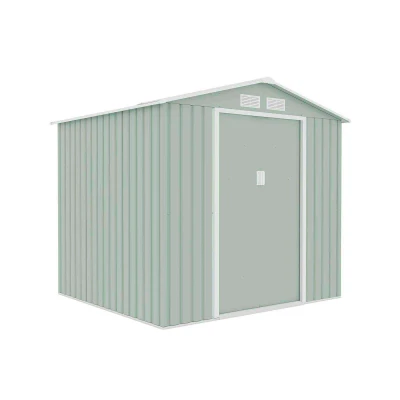 Imagen de Gardiun Caseta Metálica Jardín Sunderland 4,07 m² Exterior 213x191x195 cm Acero Galvanizado Verde Claro