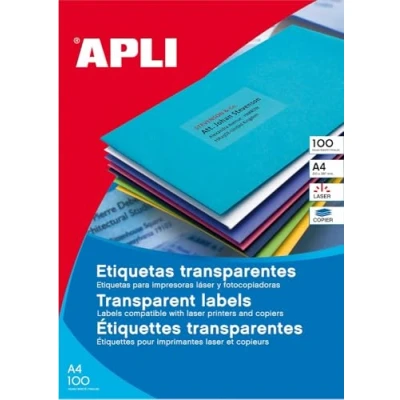 Imagen de APLI 11919 Etiquetas translúcidas resistentes intemperie 210,0 x 297,0 mm 100 hojas