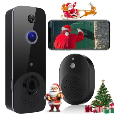 Imagen de Timbre Inalámbrico con Cámara, 1080P HD WiFi Videoportero Exterior Impermeable, Detección de Movimiento PIR, Audio Bidireccional, Visión Nocturna, Gran Angular