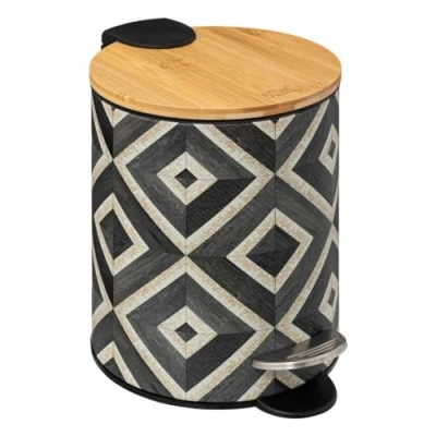 Imagen de 5five Papelera Canvas Cierre Suave 3l Negro y Beige