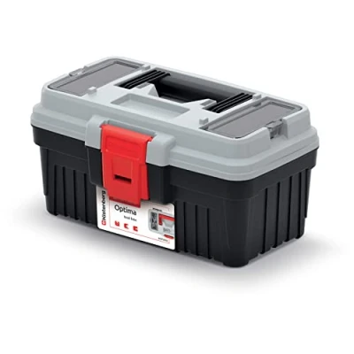 Imagen de Caja de herramientas con portaherramientas, mango ergonómico, tapa robusta, ABS, 296 x 178 153 mm, color gris
