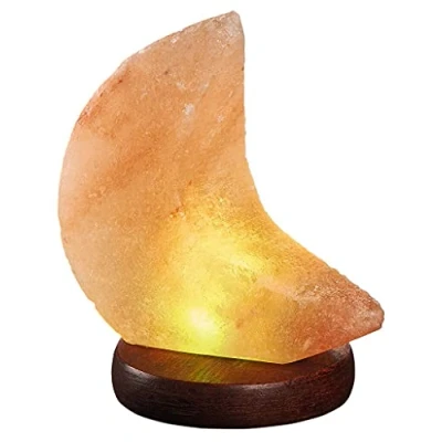 Imagen de moses. Omm for you 63329 Lámpara de cristal sal con USB, luz natural LED y base madera palisandro, 63329, color naranja rojo