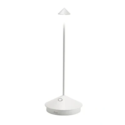 Imagen de Zafferano, Lámpara Pina Pro, de Mesa Recargable e Inalámbrica con Control Táctil, Adecuada para Interior y Exterior, Atenuador, 2700 K, Altura 29 cm, Color Blanco