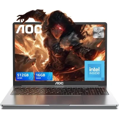 Imagen de AOC Ordenador Portatil Gaming con I ntel N97 (hasta 3,6 GHz), Portátil Computadora 16GB DDR4 512GB SSD Expansión 2TB Laptop, WiFi,BT5, Tipo C,USB3.2, HDMI, 15,6&quot; Notebook Alta Potencia