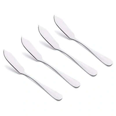 Imagen de VANRA Juego de cuchillos para untar queso Cuchillo mantequilla acero inoxidable 4 piezas pequeño sándwiches Condimento Mermelada Pan Crema Canape Espátula 5.9 pulgadas