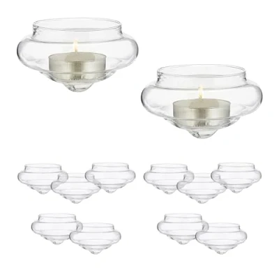 Imagen de Relaxdays Schwimmwindlicht im 12er Set Pack 12 Portavelas Flotantes, Soportes Velitas de Té, 4,5 x 8 cm, Decoración Bañera y Piscina, Transparente