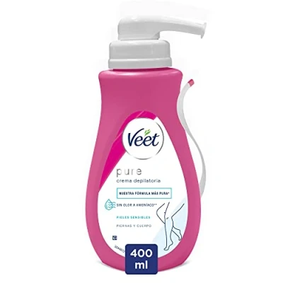 Imagen de Veet Crema Depilatoria Corporal para Mujer, Con Dosificador, Piel Sensible, 400 ml, mililitro, 1