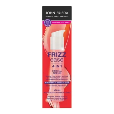 Imagen de John Frieda Serum original 4 en 1. Contenido: 50 ml. Tipo De cabello: normal a grueso. la serie Frizz Ease. Controla el encrespamiento. Protege contra calor y humedad