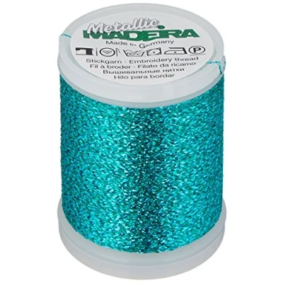 Imagen de Madeira 9842 65 Metallic Nylon/Polyester Embroidery Thread, 40wt/220 yd, Turquoise