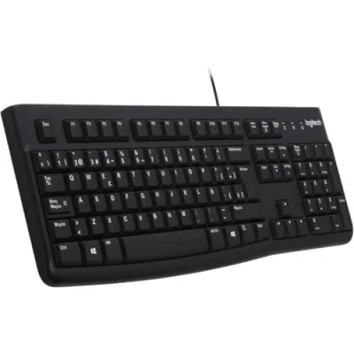 Imagen de Logitech K120 Teclado con Cable Business para Windows, Tamaño Normal, Resistante a Líquido, Barra Espaciadora Curvada, PC/Portátil, Disposición QWERTY Español, color Negro