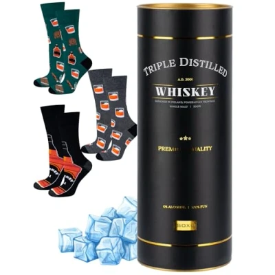 Imagen de soxo Whisky Calcetines Hombre Divertidos Algodon Regalos Originales Colores Regalo Hombres 40 45 3 Pares