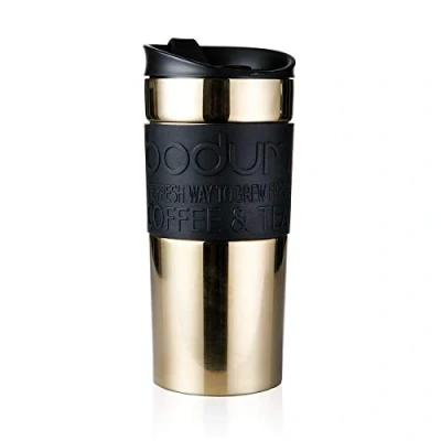 Imagen de Bodum Travel MUG Taza de Viaje, Acero Inoxidable, Dorado, 9 cm
