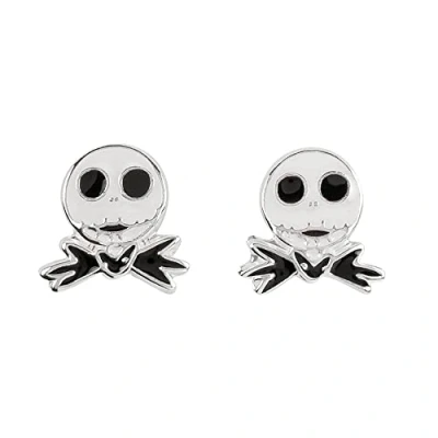 Imagen de Disney Pendientes de tuerca Plata ley con diseño Jack Skellington Pesadilla antes Navidad,
