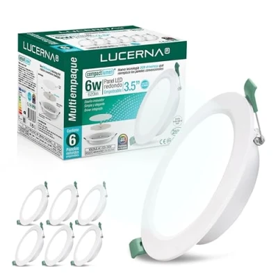 Imagen de LUCERNA Downlight LED techo empotrable 6W Focos interior Redondo Blanco Frío 6500 K 620 LM Plafon cocina Ф95 100mm Ojos de buey para en PACK 6