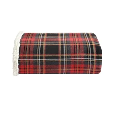 Imagen de Eddie Bauer Manta de Franela algodón Reversible súper Suave, Regalo Ideal Navidad y Elefante Blanco, acogedora decoración del hogar a Cuadros (Rojo tartán montaña, Manta)