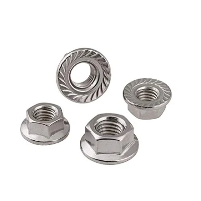 Imagen de BOZONLI M5(5mm) Tuerca Hexagonal de Brida Dentada, Bloqueo Acero Inoxidable