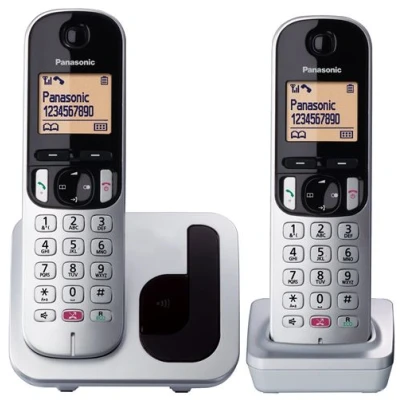 Imagen de Teléfono Panasonic KX TGC250SP, Dúo, Inalámbrico, 1.6&quot;, 50 contactos, Bloqueo llamada, Manos libres, Modo ECO, Hasta 18h, Plata