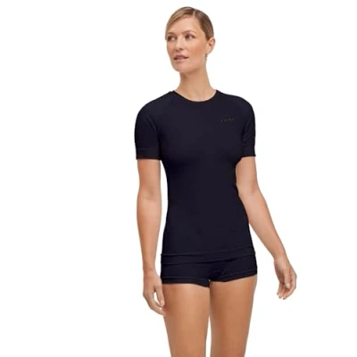 Imagen de FALKE Warm Round Neck W S/S TS Hilo Funcional Secado rápido Termo 1 Pieza, Capa de Base Superior Mujer, Negro (Black 3000) Nuevo ecológico, XL