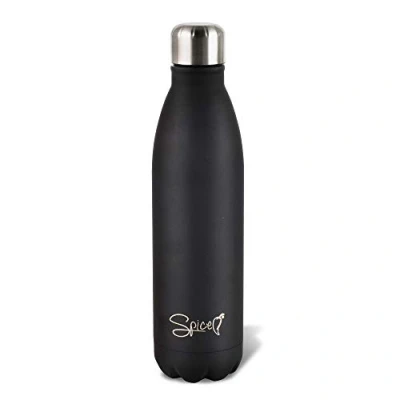Imagen de Spice Botella térmica de acero inoxidable, aislamiento al vacío con doble pared, agua y bebida, 500 ml, sin BPA, para adultos, niños, estudiantes, color negro, m