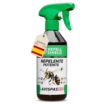 Imagen de RepellShield® Spray Repelente Avispas Exterior e Interior 500ml Ahuyentador Natural para Piscina, Jardín, Terraza, Hogar Aceite Esencial de Citronela Alternativa a Insecticida