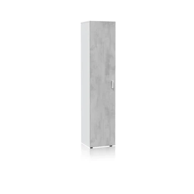 Imagen de duehome Armario Multiusos con 1 Puerta, Columna de Almacenaje, Modelo Multi Useful Acabado en Color Blanco Artik y Cemento, Medidas: 41 cm (Ancho) x 182 (Alto) 37 (Fondo)
