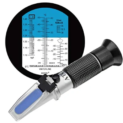 Imagen de HHTEC 4 en 1 anticongelante refractómetro etilenglicol, propilenglicol, para el punto de congelación agua refrigeración, vidrio, AdBlue, batería