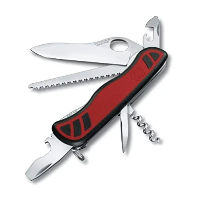 Imagen de VICTORINOX Navaja suiza de bolsillo Forester M, 10 funciones, multiherramienta con hoja grande, abrelatas, destornillador 3 mm, para una mano, rojo/negro