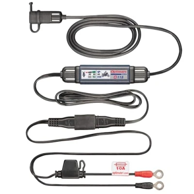 Imagen de OptiMate USB O 118, Cargador C Inteligente en línea de 3300 mA para Motocicleta, con Modo Espera y Monitor batería del vehículo