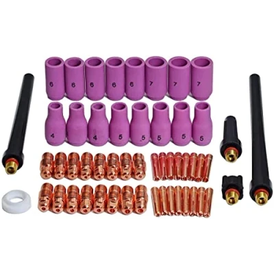 Imagen de RIVERWELD TIG boquillas de cerámica Coronilla Cuerpo Ajuste DB SR WP 9 20 25 consumibles antorcha soldadura 53pcs