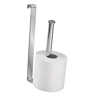 Imagen de iDesign Porta Rollos de Papel higiénico para Colgar la Cisterna, portarrollos Vertical Acero, Colgador baño 2 Papel, Plateado