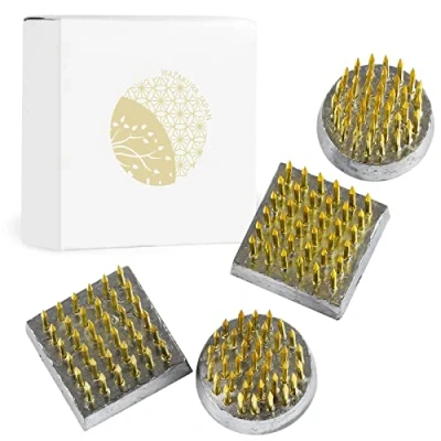 Imagen de Wazakura 4 Mini kenzan para Ikebana (24mm) Arreglos Florales, Hecho en Japón, Herramienta Japonesa Soporte de Alfileres Flores Set Piezas latón
