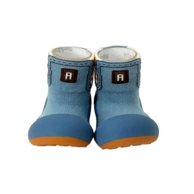 Imagen de Attipas niño Boots Blue Azul con Suela Bicolor Calzado Respetuoso de Botitas Barefoot Ideal para guarderias Gateo y Primeros Pasos Algodon Certificado Oeko Tex 21.5