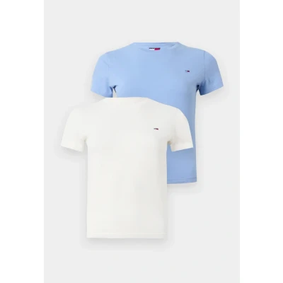 Imagen de Tommy Jeans C NECK TEE 2 PACK Camiseta básica, Mujer, Talla: 34, Ecru/vinatage iris