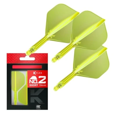 Imagen de Target Darts K Flex Integrated Dart Flight and Shaft, No.2 Amarillo (Corto) Lote de 3 No 2, Plumas y Caña para Dardos Kflex Precision Moulded 2 In 1 Accesorios Profesionales