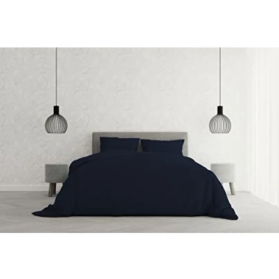 Imagen de Italian Bed Linen CP EL BLU SCURO 2PST Funda de edrojoòn Elegant Set,Azul Oscuro,Doble, Microfibra