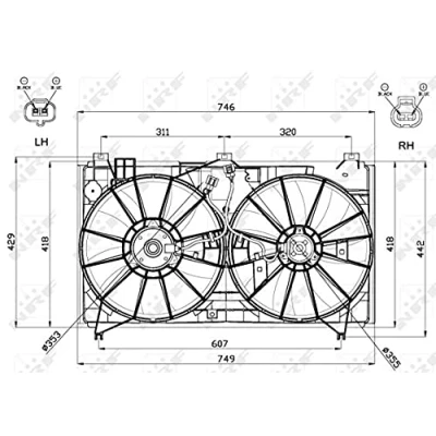 Imagen de NRF 47580 Ventilador de radiador 353 12 150/100 con bastidor (armazón)