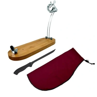 Imagen de NERTHUS Jamenero Plegable Cabezal Giratorio + Cubre Jamon Burdeos Afilador Manual Cuchillo Jamonero, Acero Inoxisable