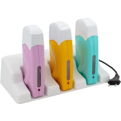 Imagen de EpilWax calentadores de cera para depiladoras profesionales: 3 multicolor 100 ml en roll on 1 soporte recambio cartucho calentador depiladora