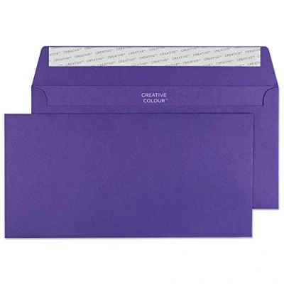 Imagen de Blake Creativo Color DL 114 x 229 mm Monedero Pelar y sello del sobre Negro Grosella (paquete de 25)