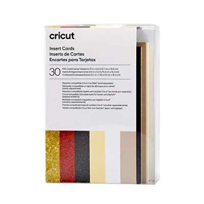 Imagen de Cricut inserción 12,1 cm x 16,8 (tamaño Paquete de 30 para Uso con Alfombrilla Tarjetas, Papel, Glitz and Glam, 12.1cm 16.8cm Size R40), Talla única