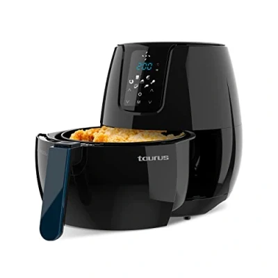 Imagen de Taurus Air Fry Digital + Freidora de aire, 1500W, 3.5L capacidad, 7 programas preestablecidos, hasta 200ºC, temporizador 30 min, digital, 5/6 raciones, piezas desmontables aptas lavavajillas, negro