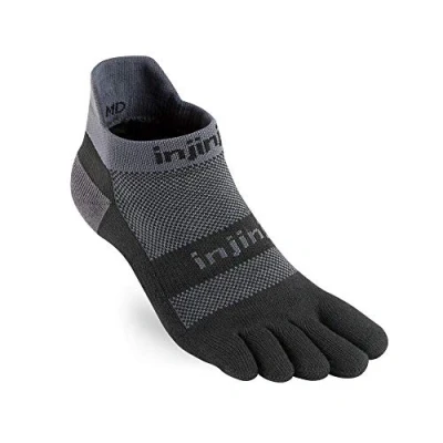Imagen de Calcetines bajos cinco dedo Injinji Midweight para correr de hombre 203110GWH, Large, Negro/Gris